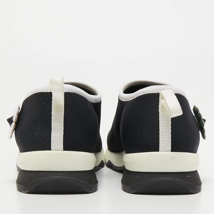 Pre Owned Fendi Black Fabric Flowerland Slip On Sneakers Size 39