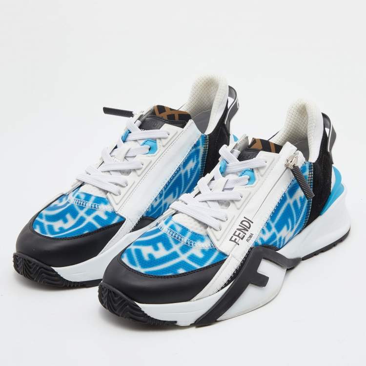 Pre Owned Fendi Multicolor Leather, Suede and Fabric Flow Low Top Sneakers Size 40