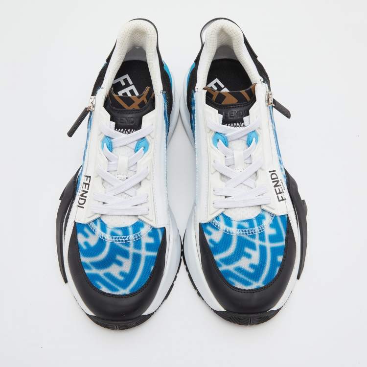 Pre Owned Fendi Multicolor Leather, Suede and Fabric Flow Low Top Sneakers Size 40