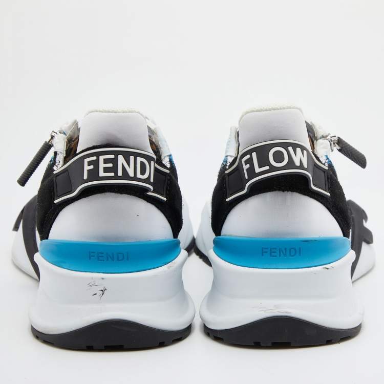 Pre Owned Fendi Multicolor Leather, Suede and Fabric Flow Low Top Sneakers Size 40