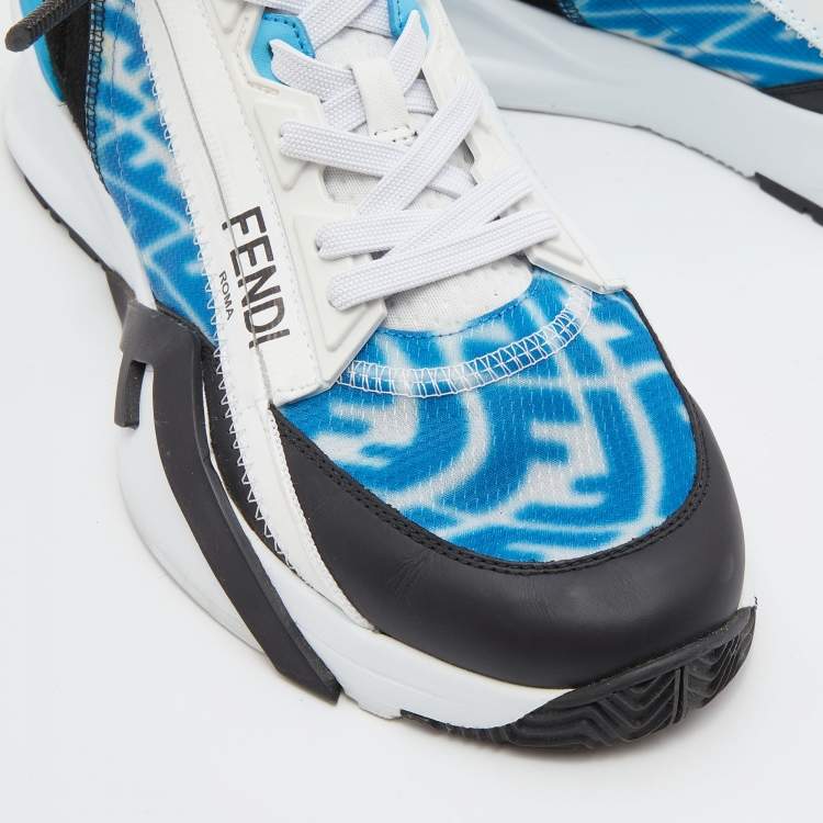 Pre Owned Fendi Multicolor Leather, Suede and Fabric Flow Low Top Sneakers Size 40