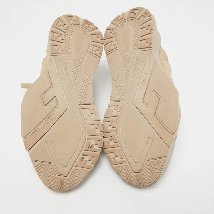 Pre Owned Fendi Brown Suede and Leather Flow  Low Top Sneakers Size 39