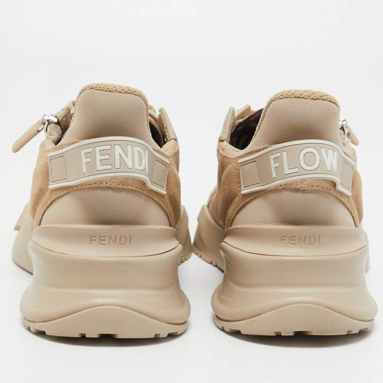 Pre Owned Fendi Brown Suede and Leather Flow  Low Top Sneakers Size 39