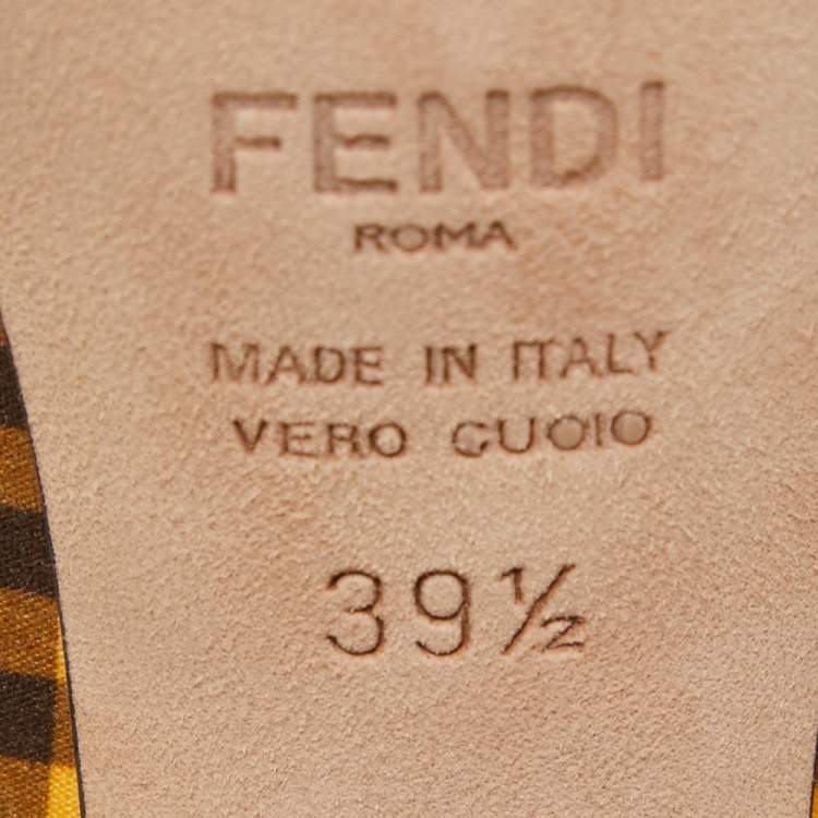 Pre Owned Fendi Two Tone Checkered Fabric Promenade Slingback Loafer Pumps Size 39.5