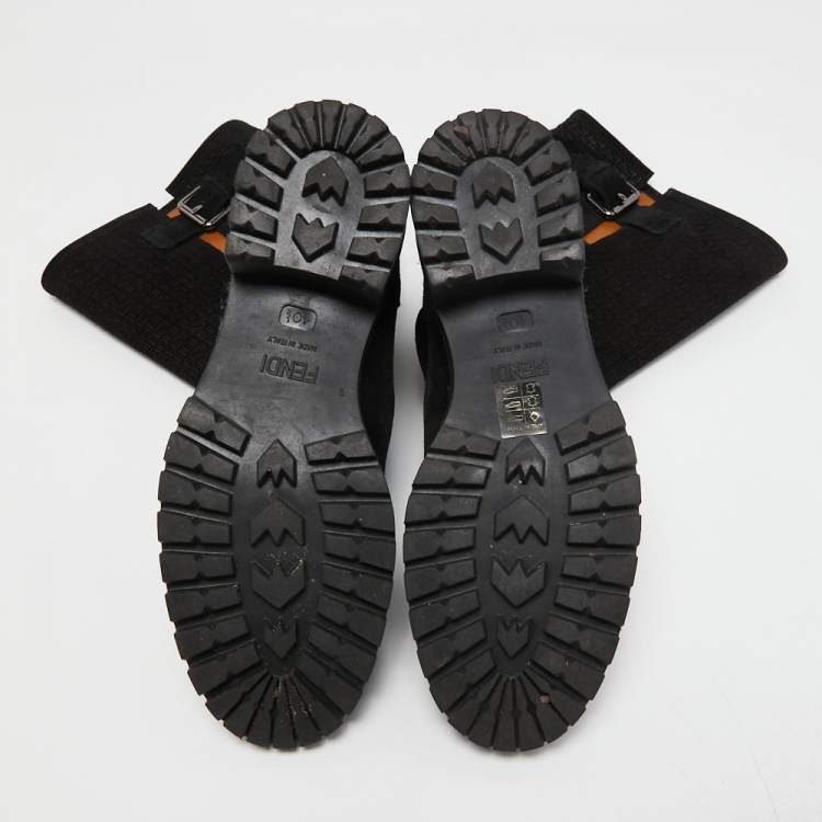 مملوكة مسبقًا Fendi Black Suede Calf Length Boots  Size 40.5