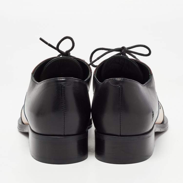 Pre Owned Fendi Black Leather Monster Eye Lace Up Oxfords Size 36