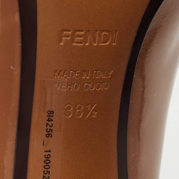 مملوكة مسبقًا Fendi Brown Patent Leather Pointed Toe Pumps Size 38.5