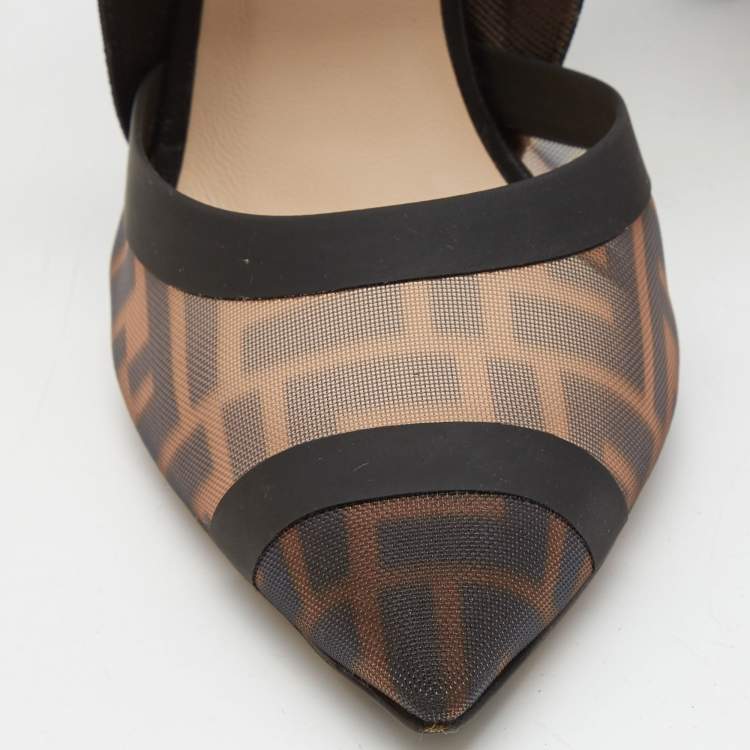 Pre Owned Fendi Multicolor Canvas and Mesh Colibri Pumps Size 39