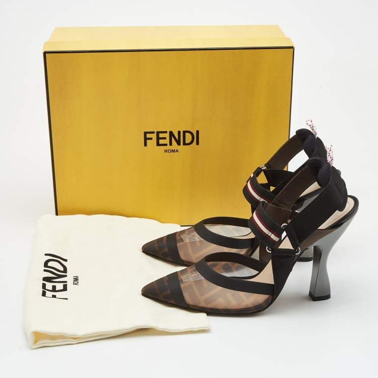 Pre Owned Fendi Multicolor Canvas and Mesh Colibri Pumps Size 39