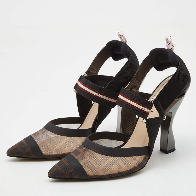 パンプス FENDI Multicolor Mesh And Fabric Colibr?? Pumps Fendi Multicolor Canvas and Mesh Colibri Pumps Size 39 Fendi