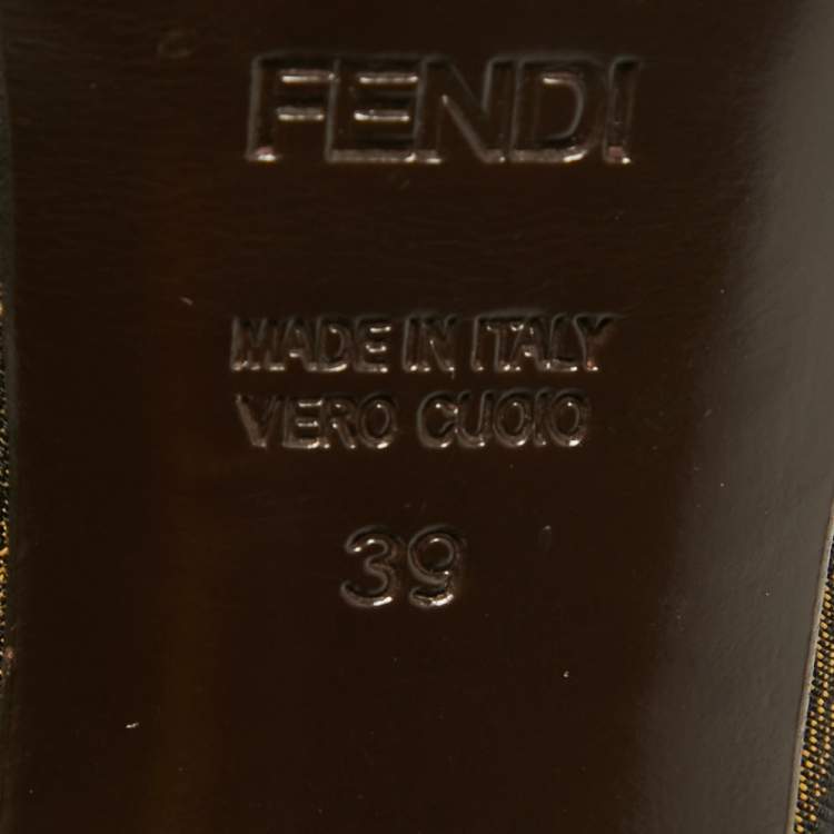 Pre Owned Fendi Two Tone Zucca Canvas Platform Pumps Size 39