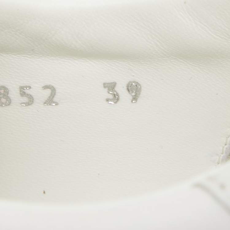Pre Owned Fendi White Leather and Logo Knit Fabric Rockoko Slip On Sneakers Size 39
