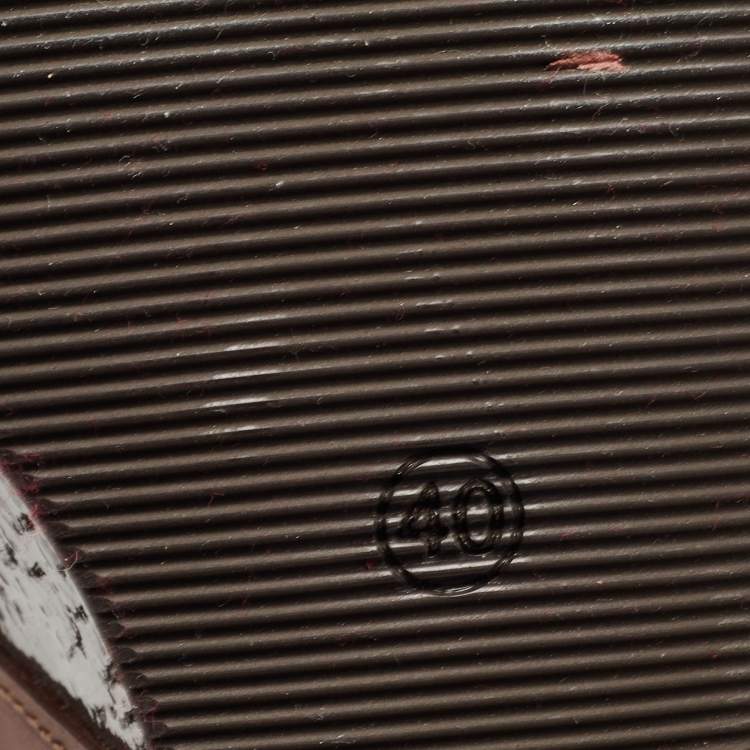 Pre Owned Fendi Brown Leather Wedge Platform Slide Sandals Size 40