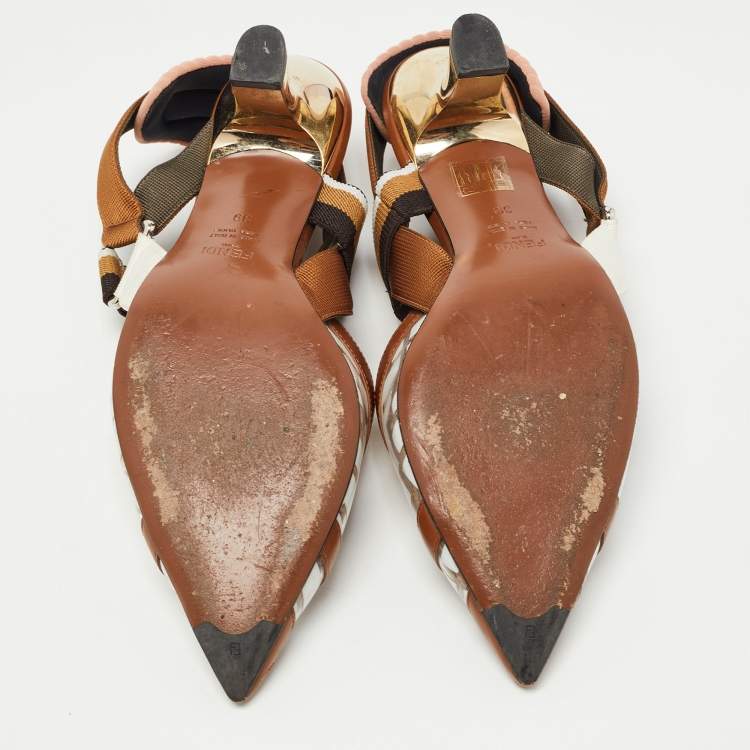 مملوكة مسبقًا Fendi Brown Leather and PVC Colibri Pumps Size 39