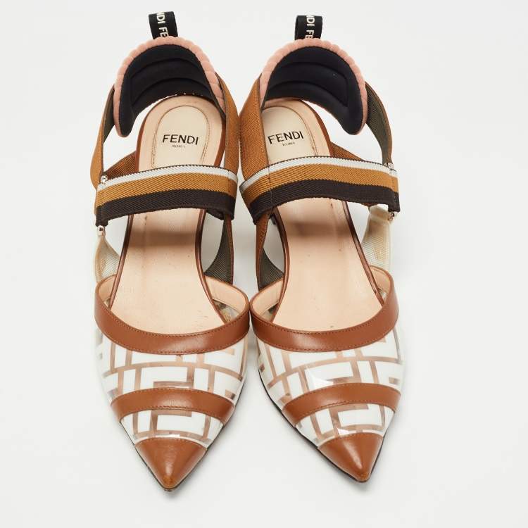 مملوكة مسبقًا Fendi Brown Leather and PVC Colibri Pumps Size 39