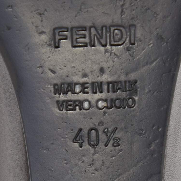 Pre Owned Fendi Tobacco Zucca Canvas and Leather Bow Round Toe Wedge Pumps Size 40.5