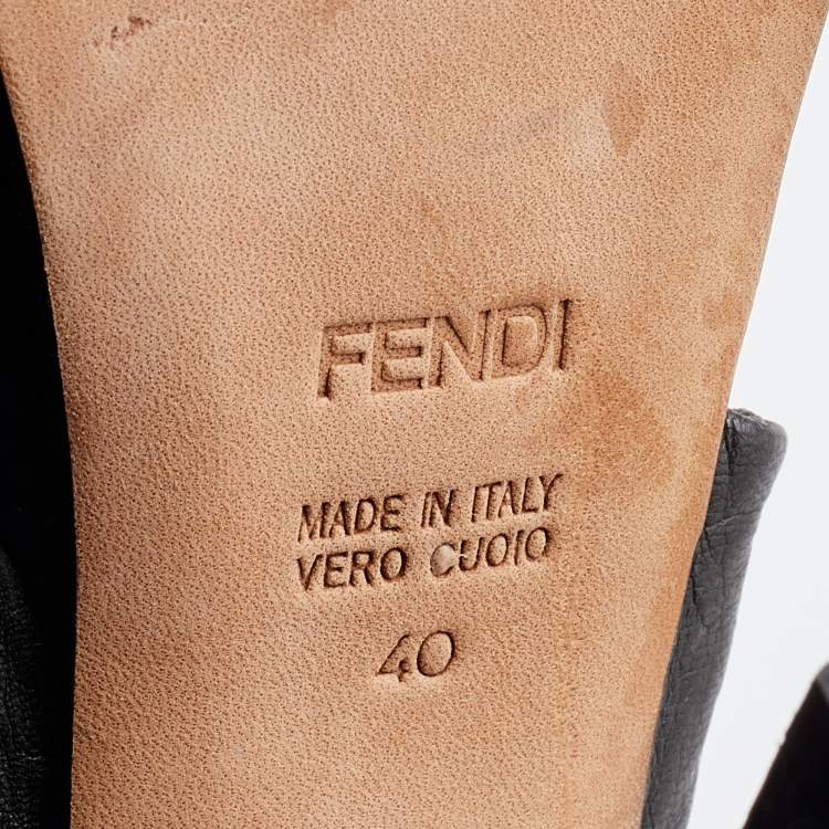 مملوكة مسبقًا Fendi Green Leather Bow Peep Toe Slingback Platform Sandals Size 40