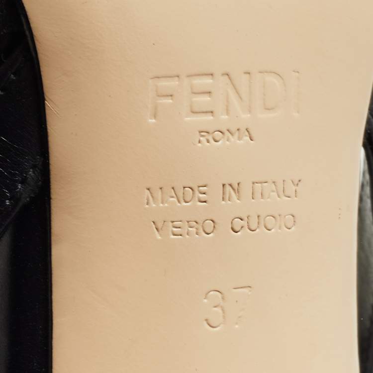 Pre Owned Fendi Black Lace and Leather Colibri Lite Slingback Pumps Size 37