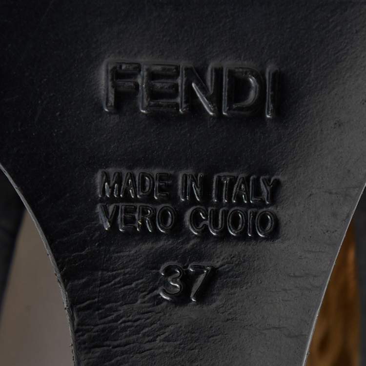 Pre Owned Fendi Black Suede Fendista Wedge Platform Pumps Size 37