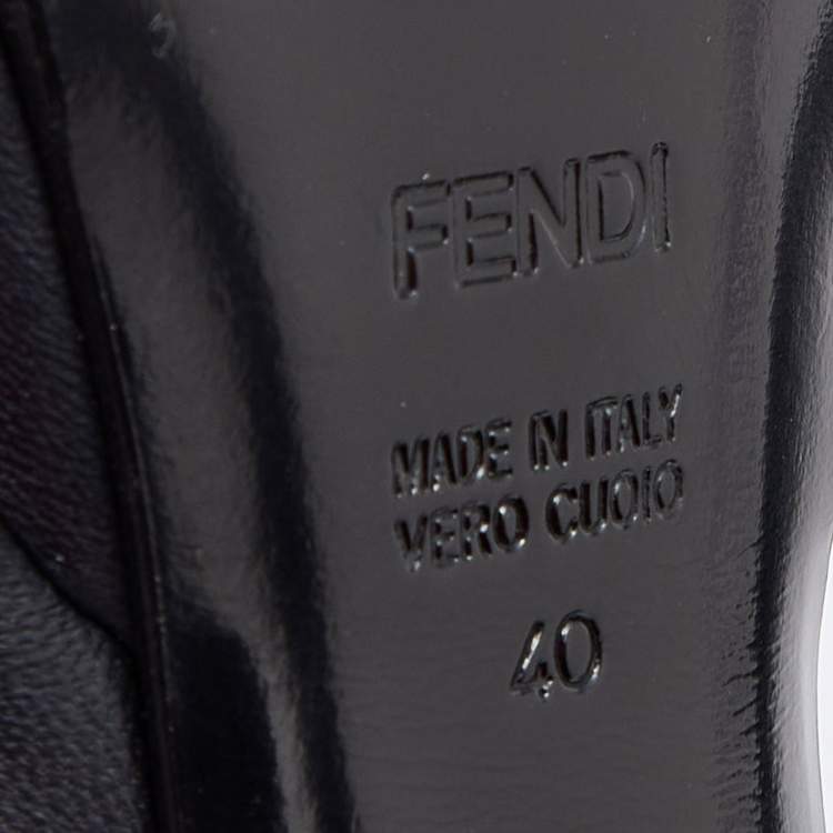 Pre Owned Fendi Navy Blue Leather and Croc Embossed Leather Logo Loafer Platform Pumps Size 40