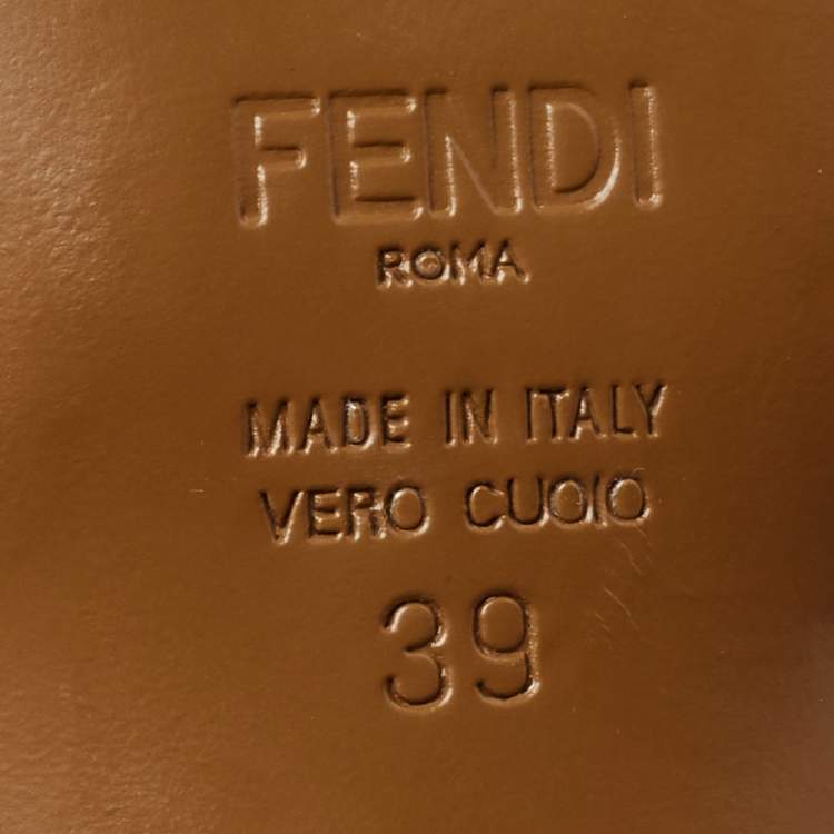 مملوكة مسبقًا Fendi Brown/Cream Leather and Mesh Colibri Slingback Pumps Size 39