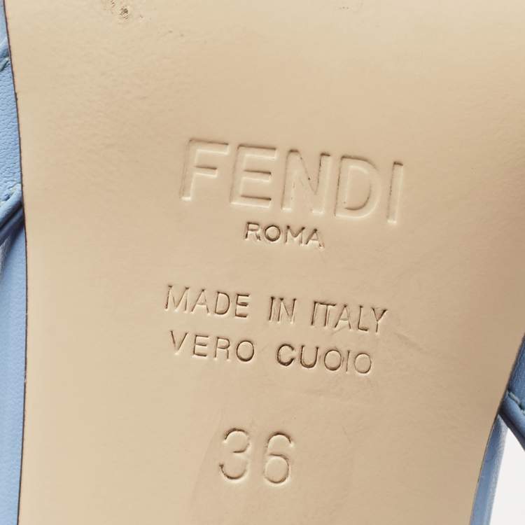 مملوكة مسبقًا Fendi Blue Tulle And Satin Colibri Lite Slingback Pumps Size 36