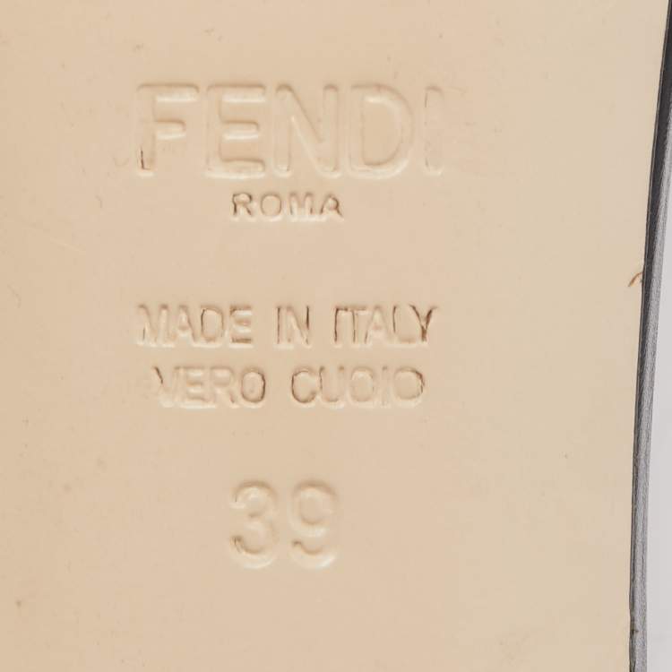 Pre Owned Fendi Brown Velvet  FF Logo Slide Sandals Size 39