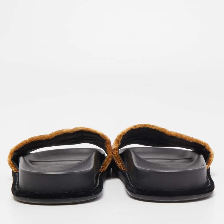 Pre Owned Fendi Brown Velvet Forever Fendi Slide Flats Size 36