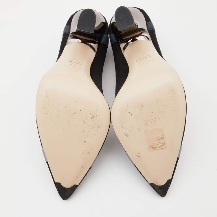 Pre Owned Fendi Black/Grey Mesh Colibri Pointed Toe Pumps Size 38