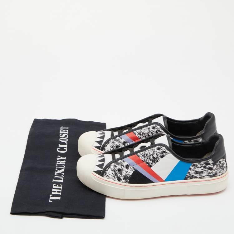 Pre Owned Fendi Multicolor Printed Leather Flynn Sneakers Size 38