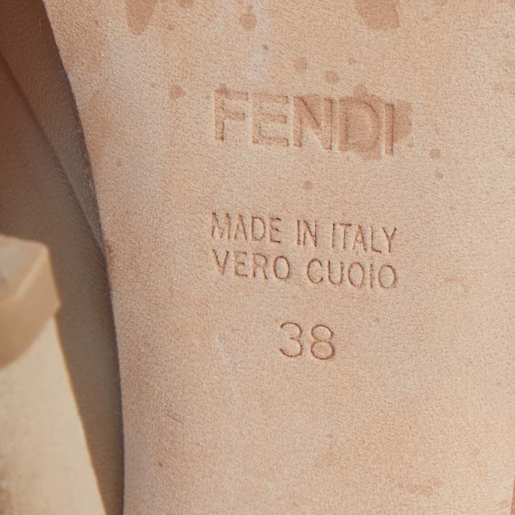 Pre Owned Fendi Beige Leather Fendista Platform Pumps Size 38
