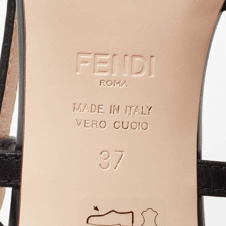 Pre Owned Fendi Brown/Black Leather Slingback Pumps Size 37