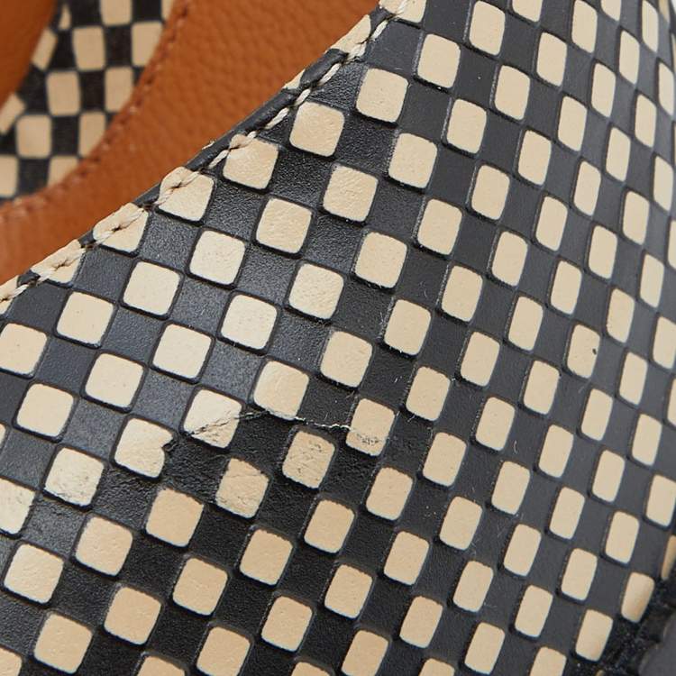 Pre Owned Fendi Two Tone Checkered Leather Ankle Strap Pumps Size 40