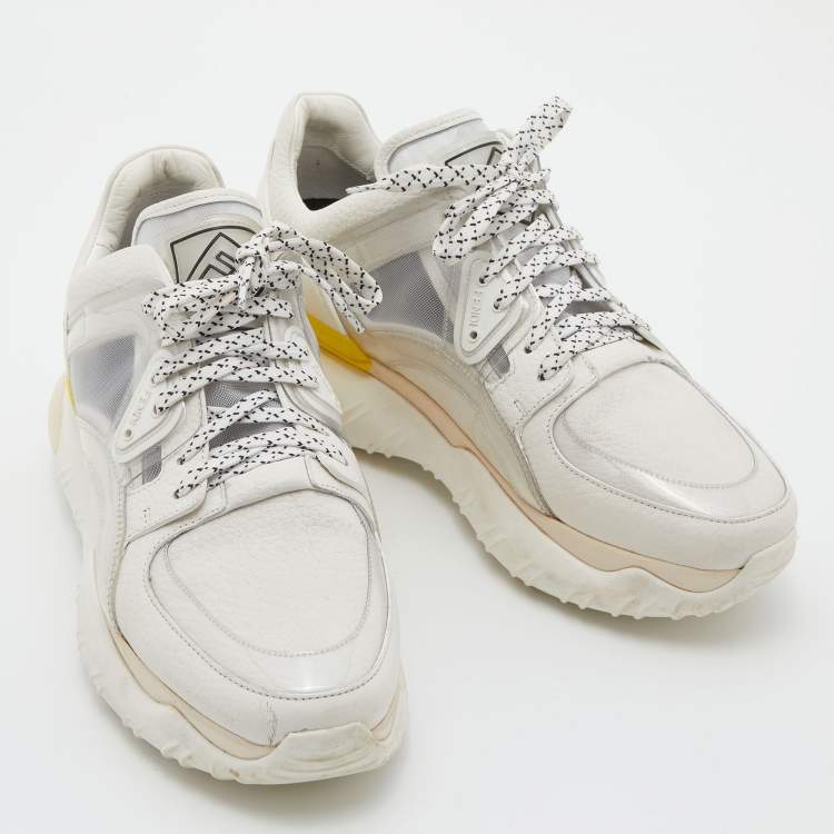Pre Owned Fendi White Leather and Mesh Chunky Low Top Sneakers Size 40