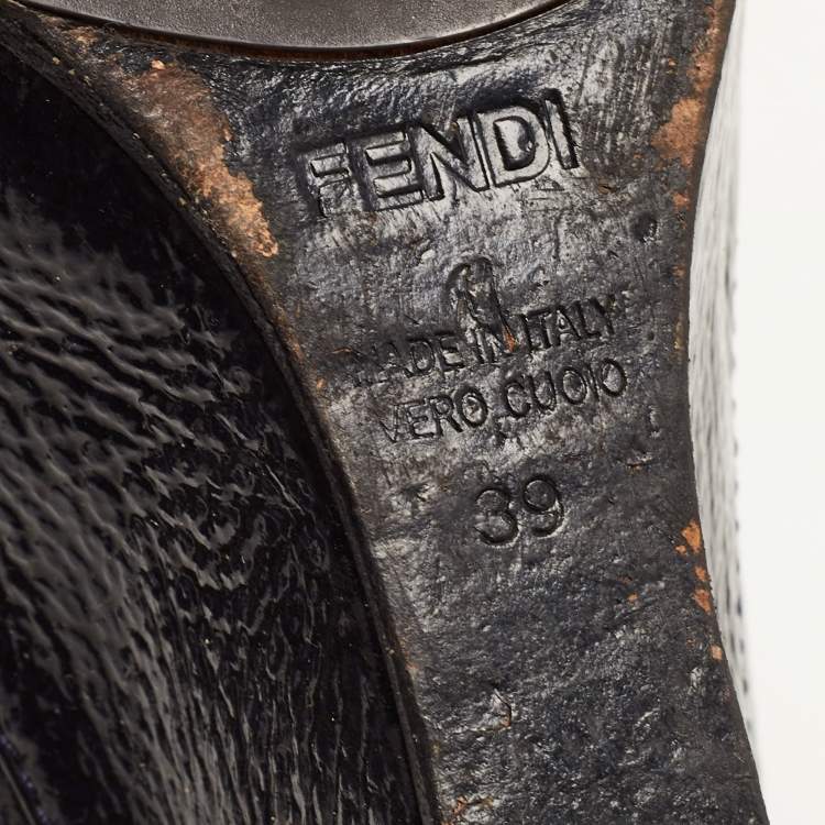 Pre Owned Fendi Two Tone Textured Leather Mary Jane Wedge Pumps Size 39