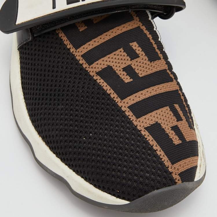 Pre Owned Fendi Brown/Black Zucca Knit Fabric Rockoko Slip On Sneakers Size 38