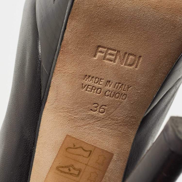 Pre Owned Fendi Black Leather Fendista Platform Pumps Size 36