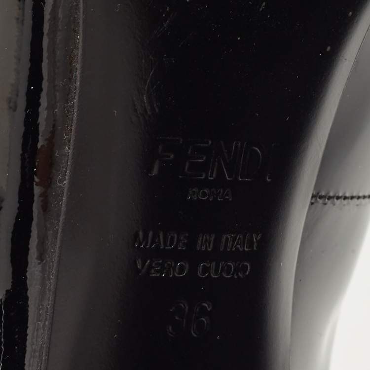 Pre Owned Fendi Black Patent Leather Buckle Pumps Size 36
