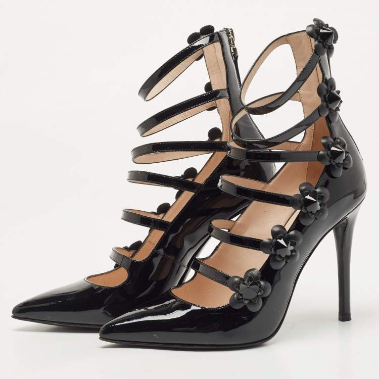 Pre Owned Fendi Black Patent Leather Buckle Pumps Size 36