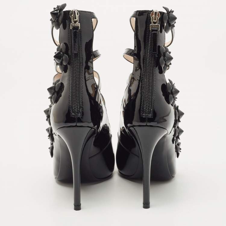 Pre Owned Fendi Black Patent Leather Buckle Pumps Size 36