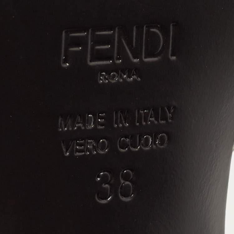 Pre Owned Fendi Brown Zucca Coated Canvas and Leather Motif Logo Ankle Strap Sandals Size 38