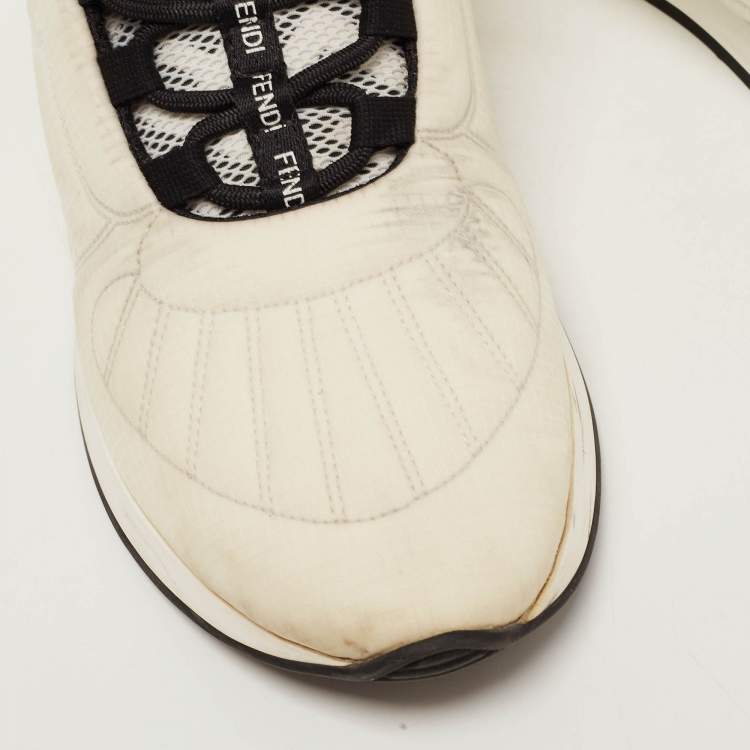 Pre Owned Fendi White Nylon FFreedom Low Top Sneakers Size 37.5