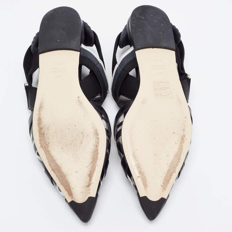 Pre Owned Fendi Black PVC and Leather Colibri Slingback Flats Size 36.5