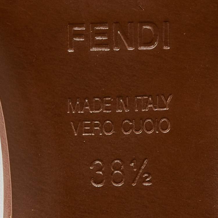 Pre Owned Fendi Brown Leather Buckle Detail Ankle Strap Sandals Size 38.5