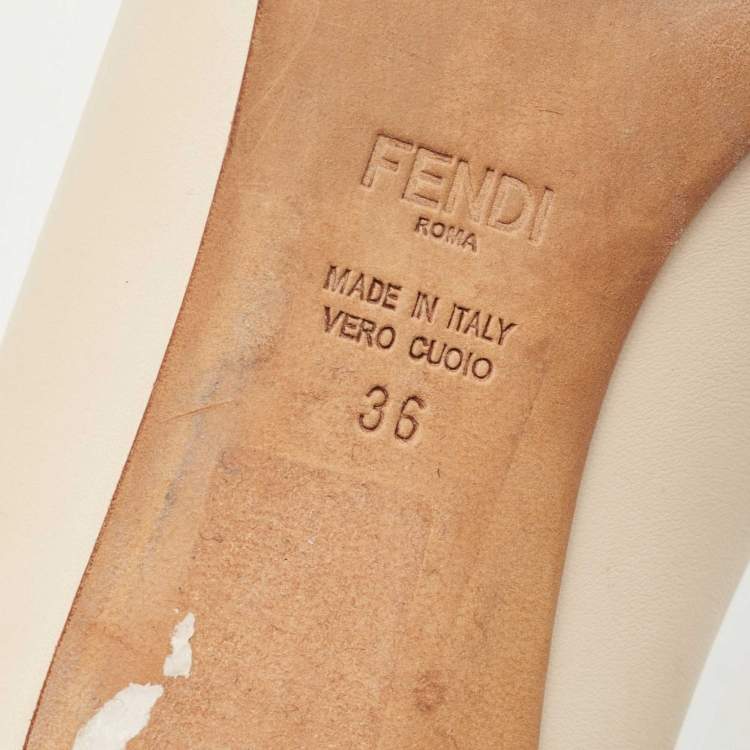 Pre Owned Fendi Beige Leather Pointed Toe Pumps Size 36