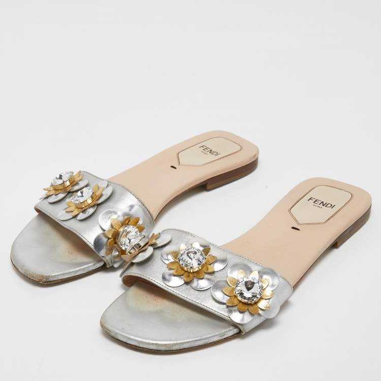 Fendi silver 2024 slides