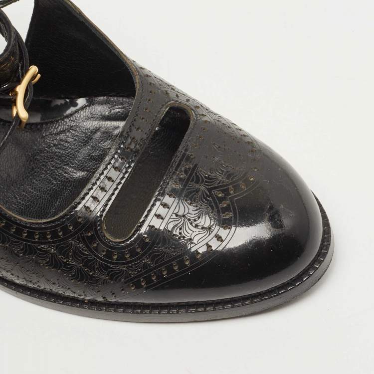 Pre Owned Fendi Black Patent Leather Cut Out Pumps Size 39