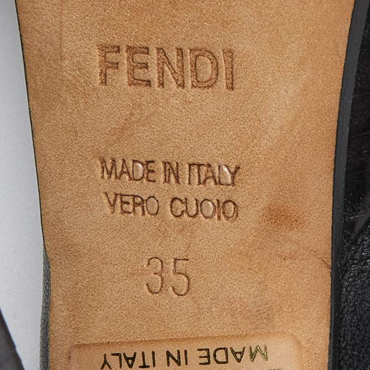Pre Owned Fendi Black Leather Fendista Platform Pumps Size 35