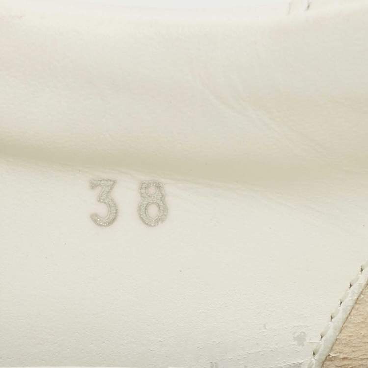 Pre Owned Fendi White Leather And Brown FF Knit Fabric Rockoclick Low Top Sneakers Size 38
