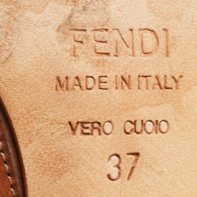 Pre Owned Fendi Brown Leather FF Pointed Toe Pumps Size 37